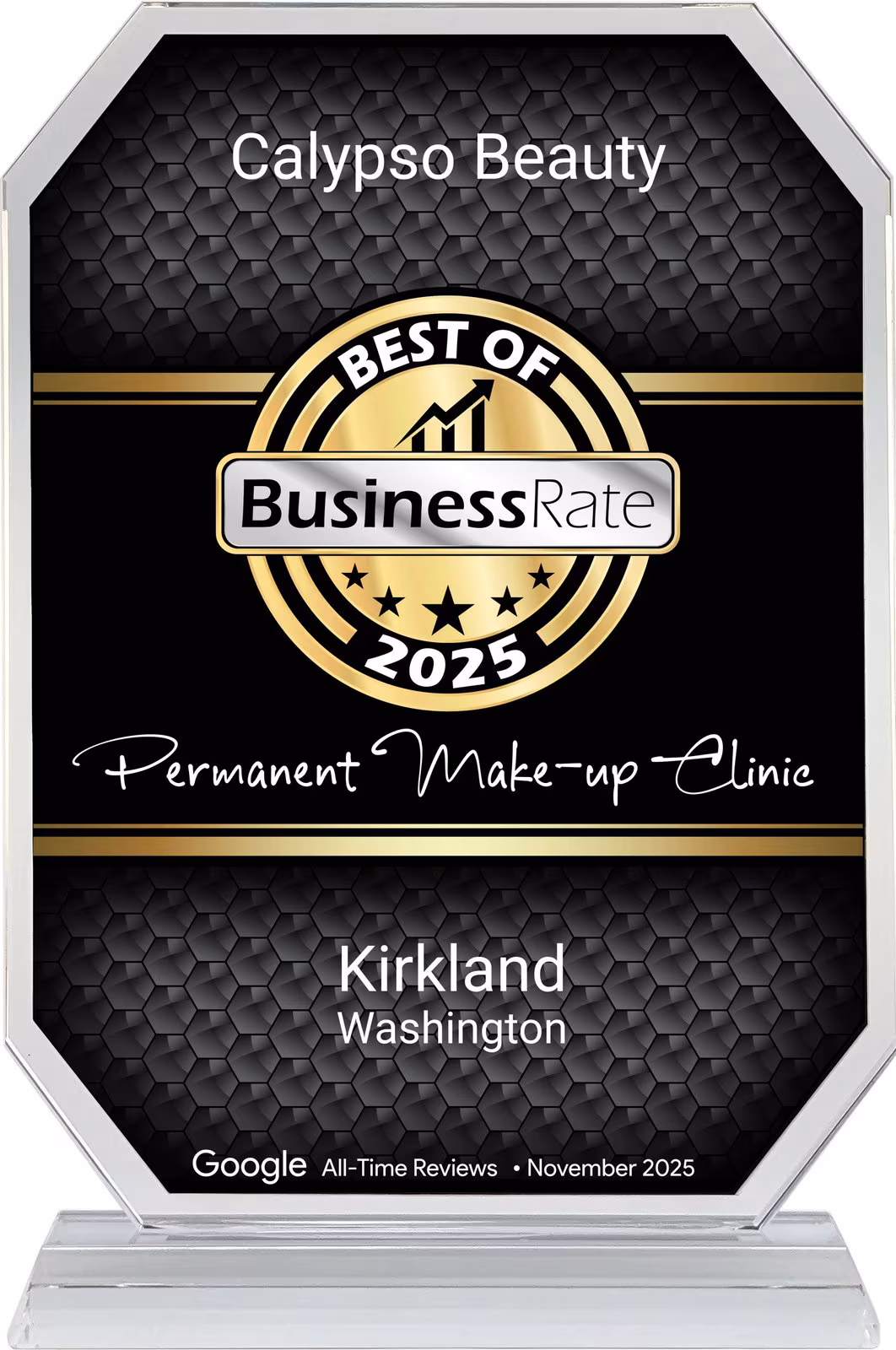 Best of 2025 BusinessRate award badge for Calypso Beauty, Kirkland